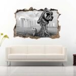 Dog Watching the Hourglass 3D Art Wall Decal Vinyl Sticker