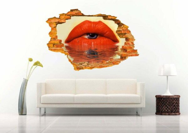Lip with Eye 3D Art Wall Decal Vinyl Sticker