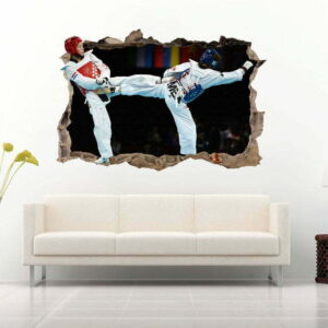 3D Taekwondo Athlete in a Professional Fighting Wall Decals Sticker Nursery Decoration for Home