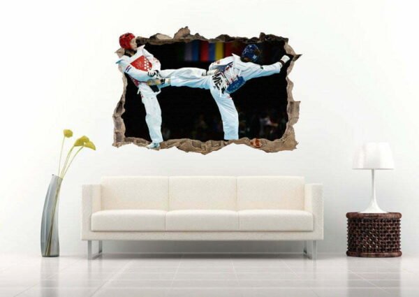 Taekwondo Fighting 3D Wall Decal Vinyl Sticker