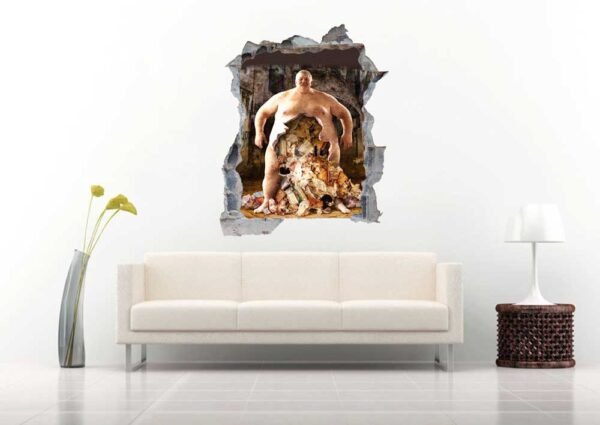 Obese Man 3D Art Wall Decal Vinyl Sticker