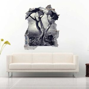 3D Art Tree with Umbrella Decoration Floor &#038; Wall Decals Sticker Nursery Decoration for Home