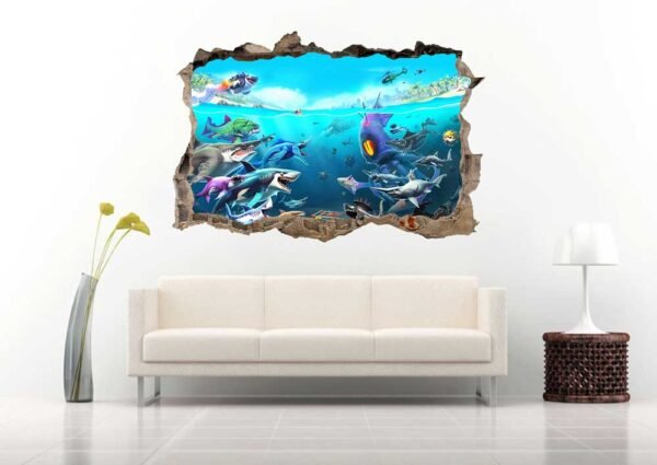 Aquarium in The Ocean 3D Wall Decals Vinyl Sticker