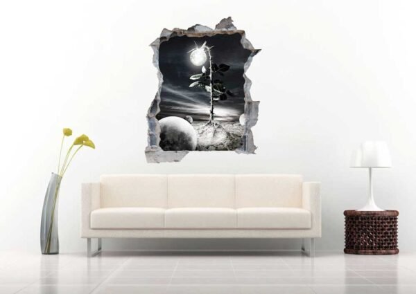 Lamp Shape Flower 3D Art Wall Decal Vinyl Sticker