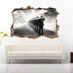 Mountain and Bridge 3D Art Wall Decals Vinyl Sticker