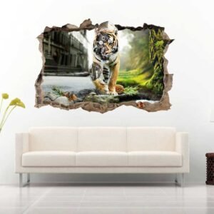 Robot Tiger in the Jungle 3D Art Wall Decal Vinyl Sticker