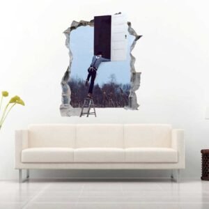 Person Climbing by a Door 3D Art Wall Decal Vinyl Sticker