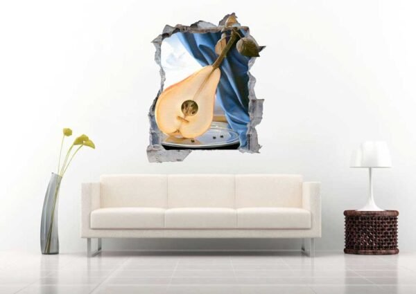 Pear shaped Guitar 3D Art Wall Decal Vinyl Sticker