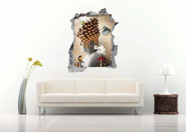 Person with Animals 3D Art Wall Decal Vinyl Sticker