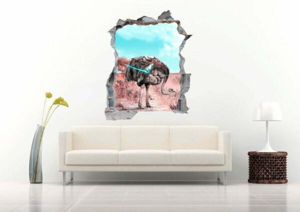 Ostrich Eating Jungle 3D Art Wall Decal Vinyl Sticker