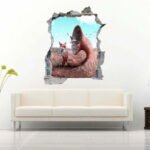 Ostrich Eating Jungle 3D Art Wall Decal Vinyl Sticker