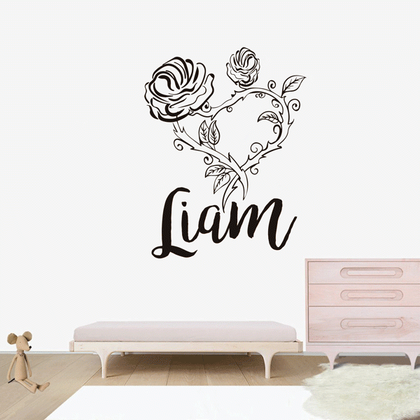 Roses in The Shape of a Heart Wall Decals Nursery, Stickers Decoration, baby boy &#038; Girls