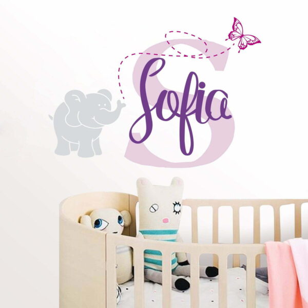 Elephant and Butterfly Nursery Wall Decals Vinyl Sticker