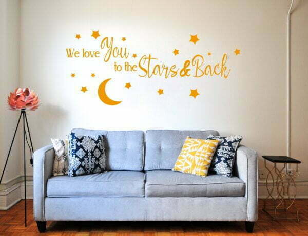 Quote Wall Decals &#8211; We Love You to The Stars &#038; Back Wall Decals Sticker Nursery for Home