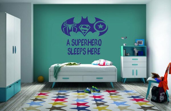A Superhero Sleeps Here Wall Decals Vinyl Sticker