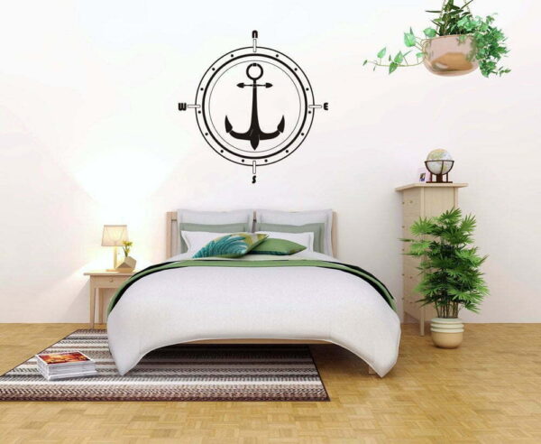 Nautical Compass with an Anchor Wall Decals Vinyl Sticker