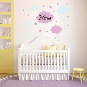 Cloud with The Moon and The Stars Wall Decal Vinyl Sticker