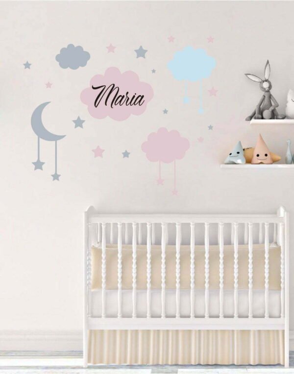 Cloud with The Moon and The Stars Wall Decal Vinyl Sticker