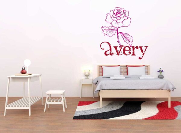 Personalized Name &#8211; Pretty Rose Skull &#8211; Wall Decals Sticker Nursery for Home Decor