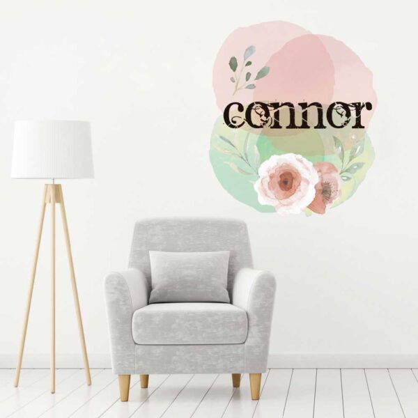 Personalized Name &#8211; Colorful flower Ornaments &#8211; Wall Decals Sticker Nursery for Home Decor