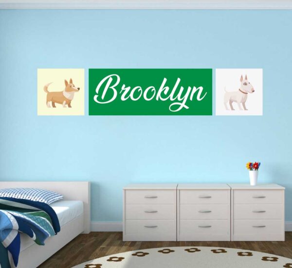 Personalized Name &#8211; Colorful Dogs of Breed &#8211; Wall Decal Sticker Nursery for Home Decor