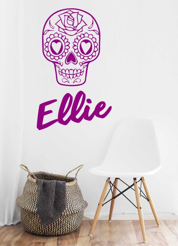 Personalized Name &#8211; Skull with a Heart &#8211; Wall Decal Sticker Nursery for Home Decor