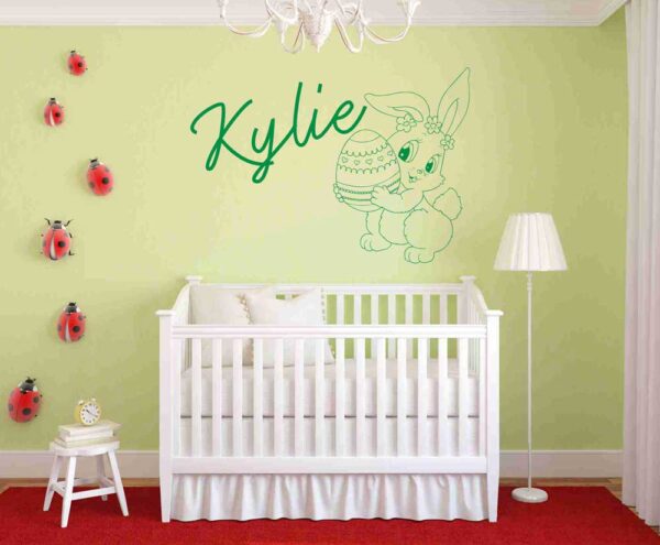 Personalized Name &#8211; Nice Easter Bunny &#8211; Wall Decal Sticker Nursery for Home Decor