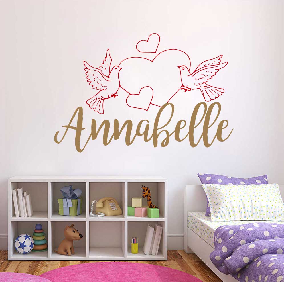 Nursery Wall Decal Personalized Name Wall Decal with Hearts 