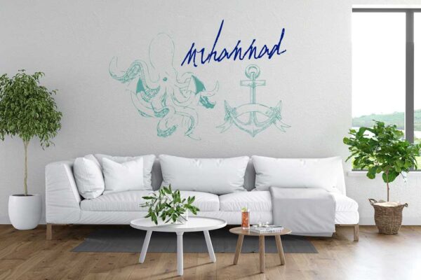 Personalized Name &#8211; Octopus and Anchor &#8211; Wall Decal Sticker Nursery for Home Decor
