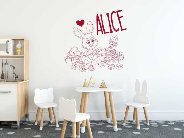 Personalized Name &#8211; Rabbit Painting &#8211; Wall Decal Sticker Nursery for Home Decor