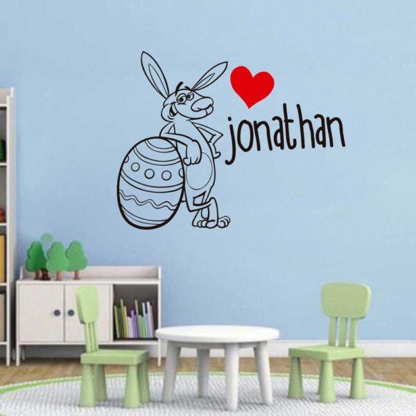 Personalized Name &#8211; Big Easter Bunny &#8211; Wall Decal Sticker Nursery for Home Decor