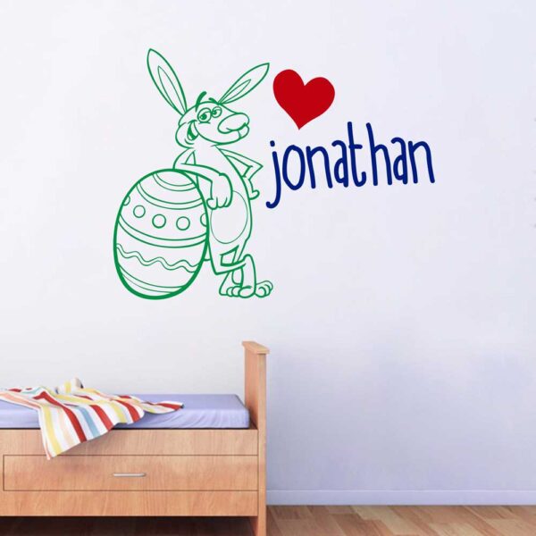 Personalized Name &#8211; Big Easter Bunny &#8211; Wall Decal Sticker Nursery for Home Decor
