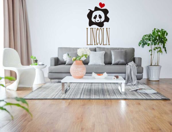Personalized Name &#8211; Black and White Panda &#8211; Wall Decal Sticker Nursery for Home Decor