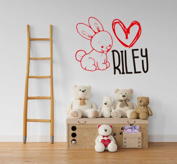 Personalized Name &#8211; Nice Rabbit with Heart &#8211; Wall Decal Sticker Nursery for Home Decor