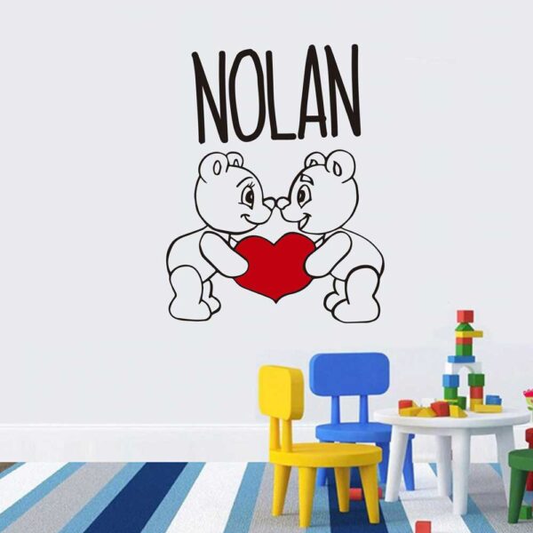 Personalized Name &#8211; Cute Bears in Love &#8211; Wall Decal Sticker Nursery for Home Decor
