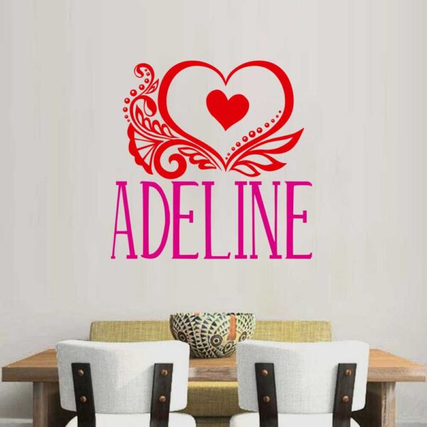 Personalized Name &#8211; Heart Ornament &#8211; Wall Decal Sticker Nursery for Home Decor