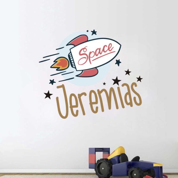 Personalized Name &#8211; Rocket Among the Clouds &#8211; Wall Decal Sticker Nursery for Home Decor