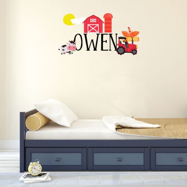 Barn Tree &#038; Tractor Custom Name Nursery Wall Decal Sticker