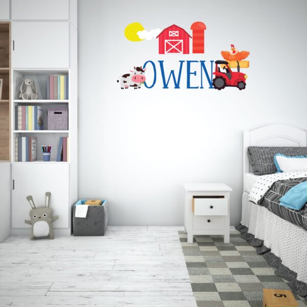 Barn Tree &#038; Tractor Custom Name Nursery Wall Decal Sticker
