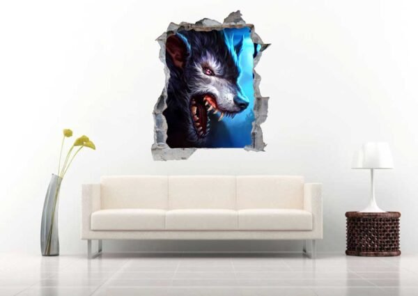 Wolf Man 3D Wall Decal Vinyl Sticker