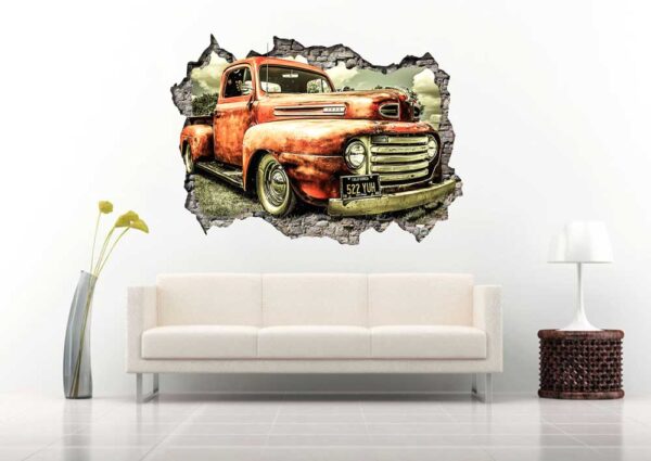 3D Truck in The Countryside Wall Decal Vinyl Sticker