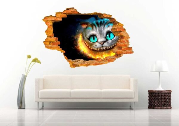 Cheshire Cat 3D Art Wall Decal Vinyl Sticker
