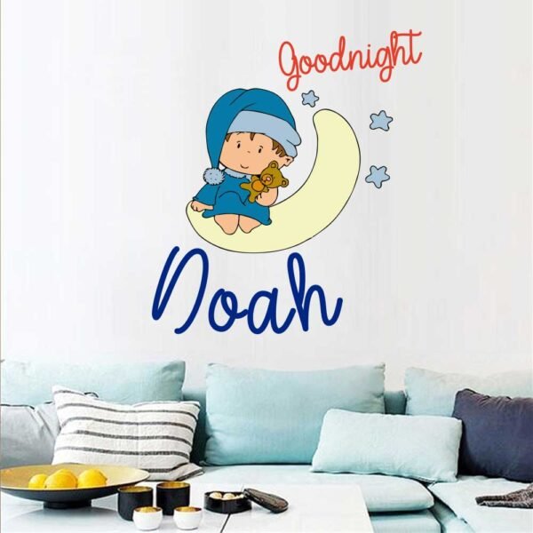 Baby &#038; Moon Goodnight Nursery Wall Decal Vinyl Sticker