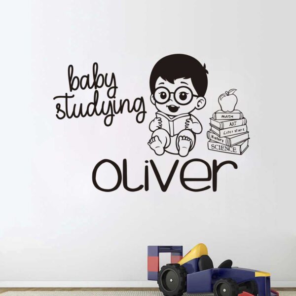 Baby Studying Custom Name Wall Decal Vinyl Sticker Nursery for Home Decor