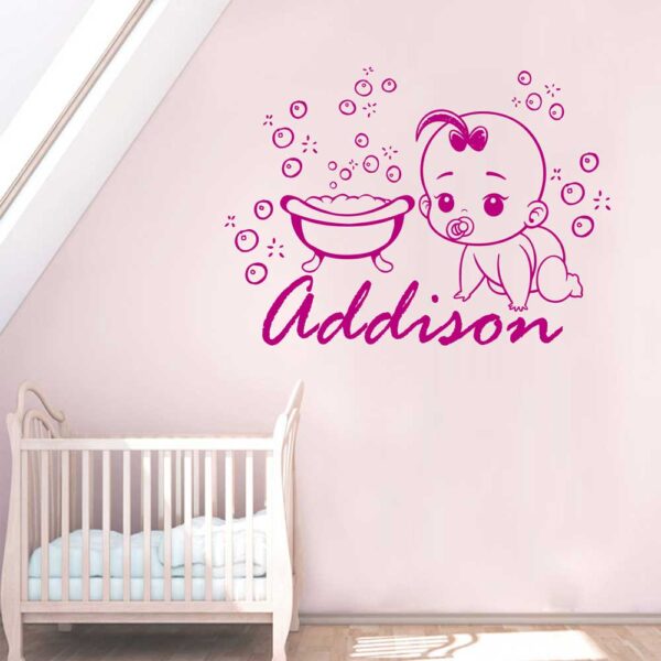 Baby and Bubble Custom Name Wall Decal Vinyl Sticker Nursery for Home Decor