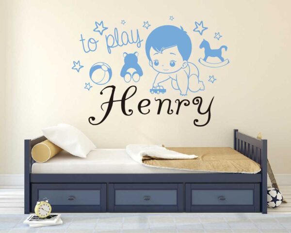 Playing Too Custom Name Wall Decal Vinyl Sticker Nursery for Home Decor