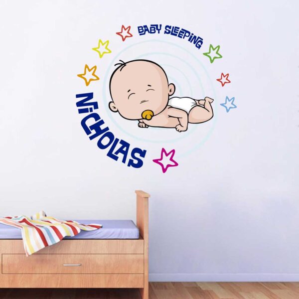 Baby Sleeping Custom Name Wall Decal Vinyl Sticker Nursery for Home Decor