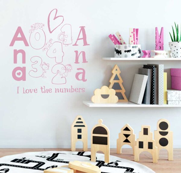 I Love the Number Custom Name Wall Decal Vinyl Sticker Nursery for Home Decor