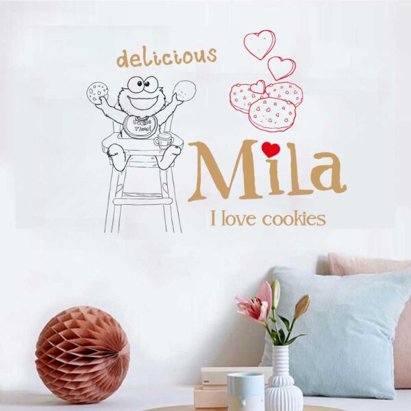 I Love Cookies Custom Name Wall Decal Vinyl Sticker for Home Decor