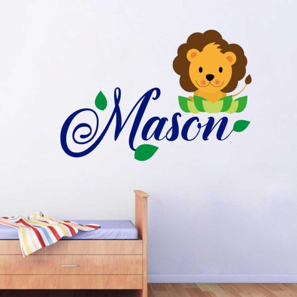 Lion Name and Initial Wall Decal Vinyl Sticker